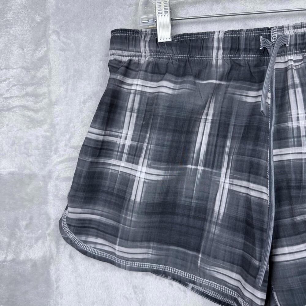 Nike Dri-FIT Plaid Running Shorts Women M Gray White Stretch Build In Tight Gym - Picture 4 of 9